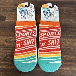2 New Pair BLUE Q Sneaker Socks / Novelty Socks: Size L-XL Sports And SH$T 4296